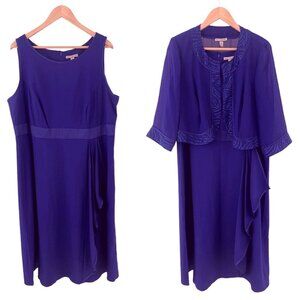 Size 16W 1X VIOLET CHIFFON MIDI DRESS & JACKET Mother of Bride Wedding PLUS SIZE